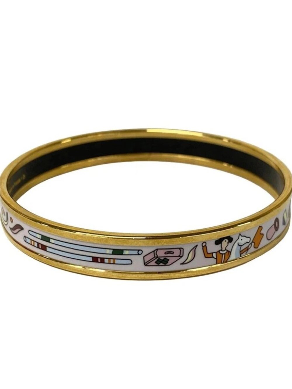 HERMES Email PM - White Gold Multi Hardware Ceramic Bangle - Picture 2 of 4